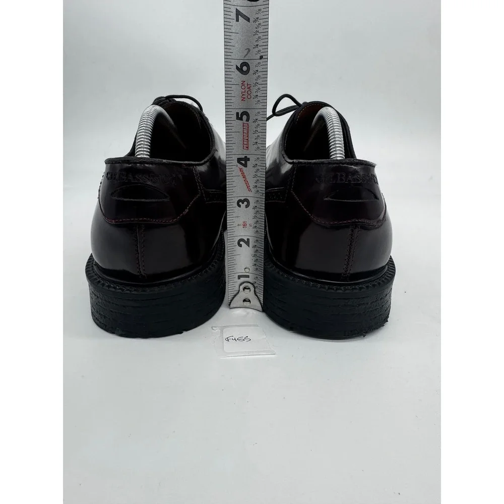 G.H. Bass Mens 13 Burgundy Leather Cap Toe Derby Shoes Made in Italy Brogue‎
